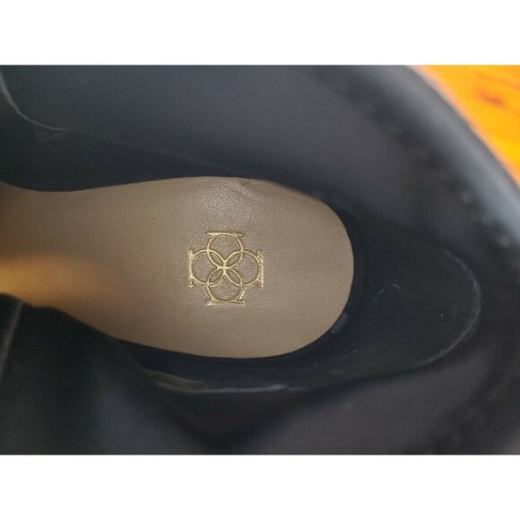 Ann Taylor black heel suede shoes with Gold zipper open toe size 8.5 - Picture 6 of 11